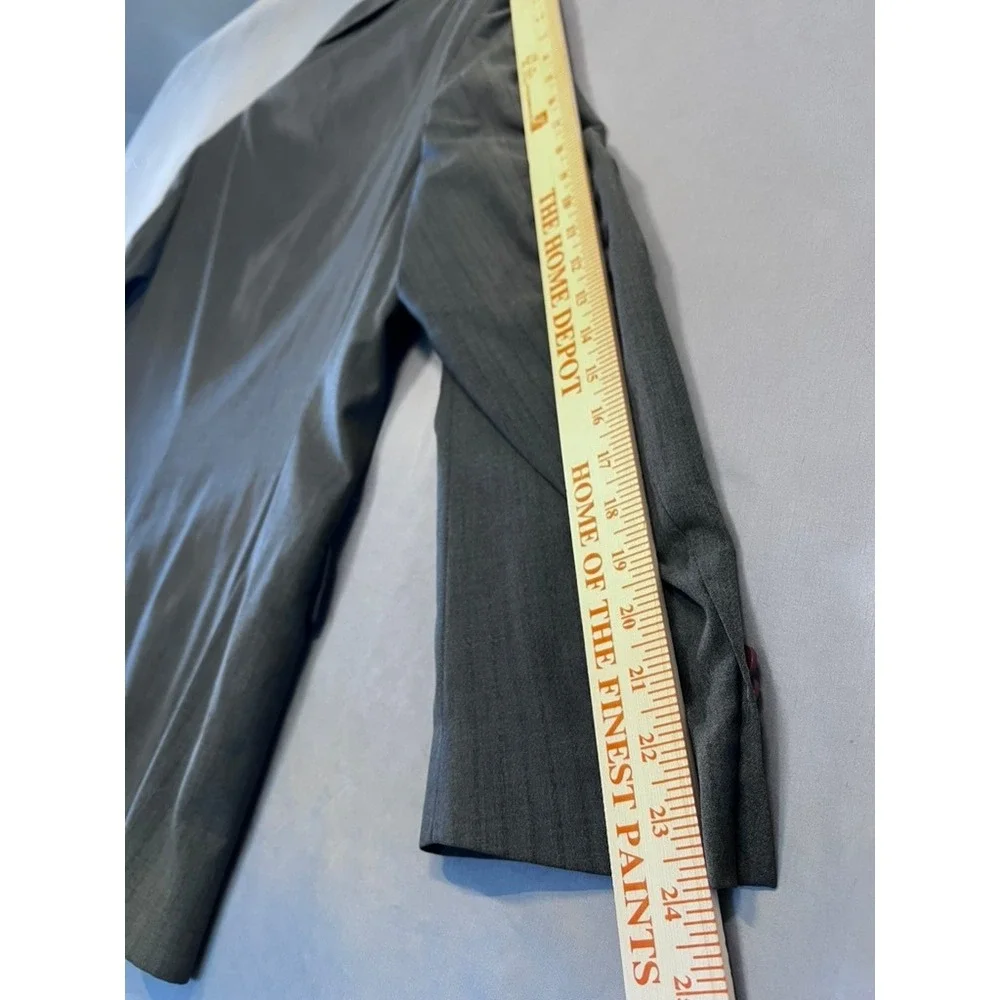Marco Ferno Italy Mens Gray Herringbone Super 140s Wool Touch Blazer Coat 40R